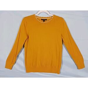 Banana Republic Top Women's Medium Goldenrod Long Sleeve Scallop Collar